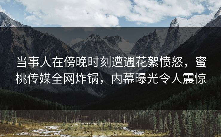 当事人在傍晚时刻遭遇花絮愤怒，蜜桃传媒全网炸锅，内幕曝光令人震惊