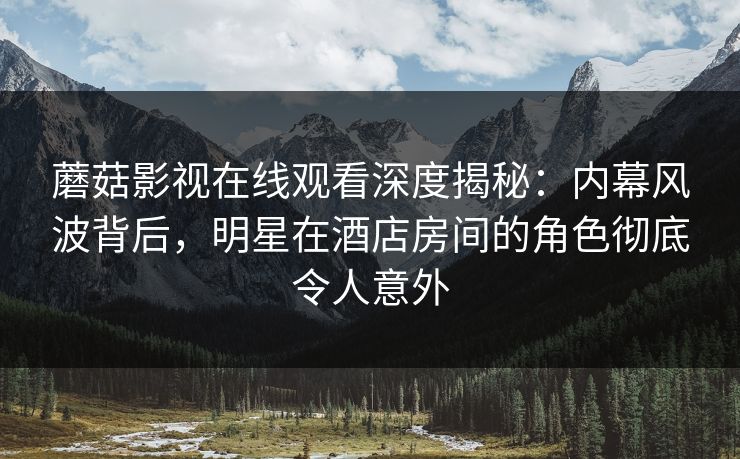 蘑菇影视在线观看深度揭秘：内幕风波背后，明星在酒店房间的角色彻底令人意外