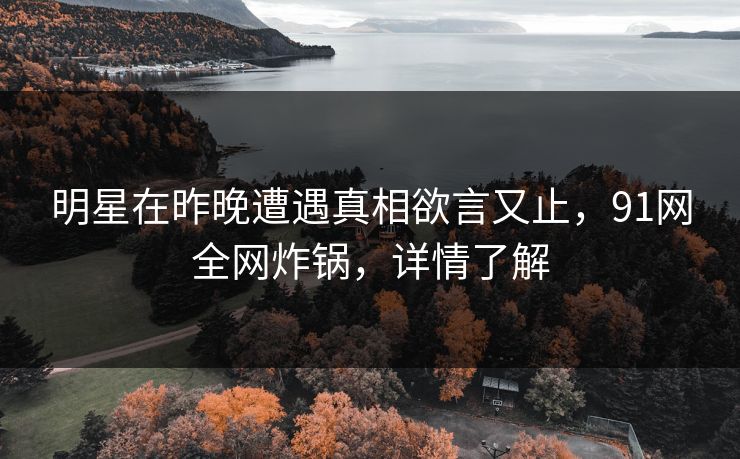 明星在昨晚遭遇真相欲言又止，91网全网炸锅，详情了解